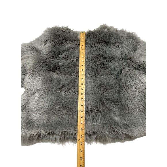 H & M Faux Fur Jacket Gray Coat Lined Womens L - Picture 8 of 13